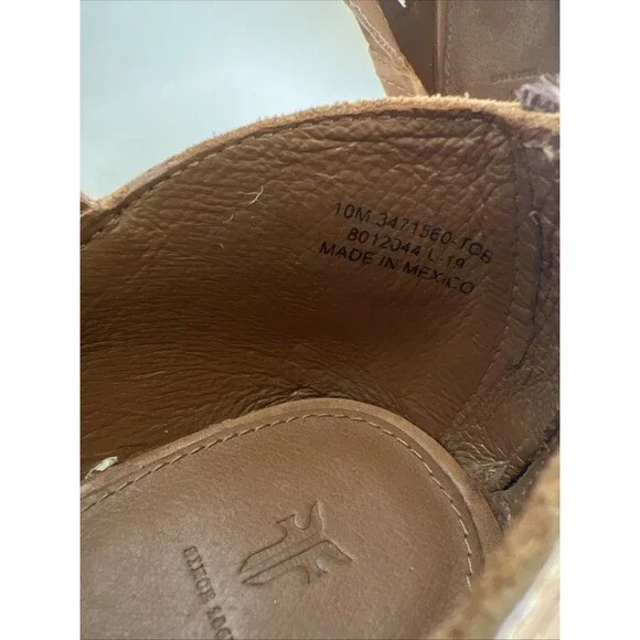 Frye Ray Huarache Tan Nude Woven Bootie Shootie Size 10 Western Boho Artsy - Picture 7 of 10